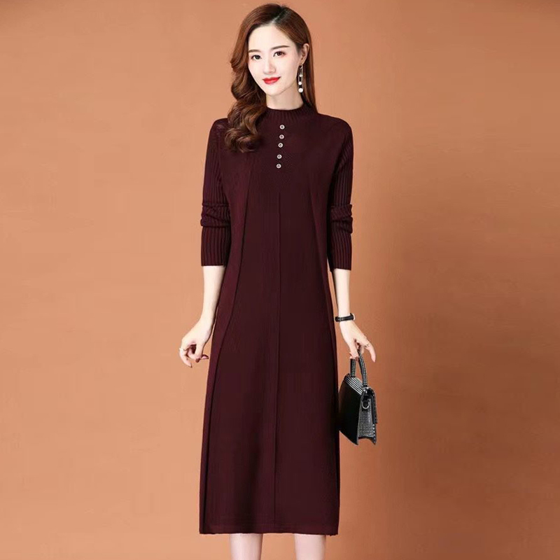 中长款羊毛衫女宽松显瘦大牌气质打底衫针织连衣裙配大衣的毛衣裙