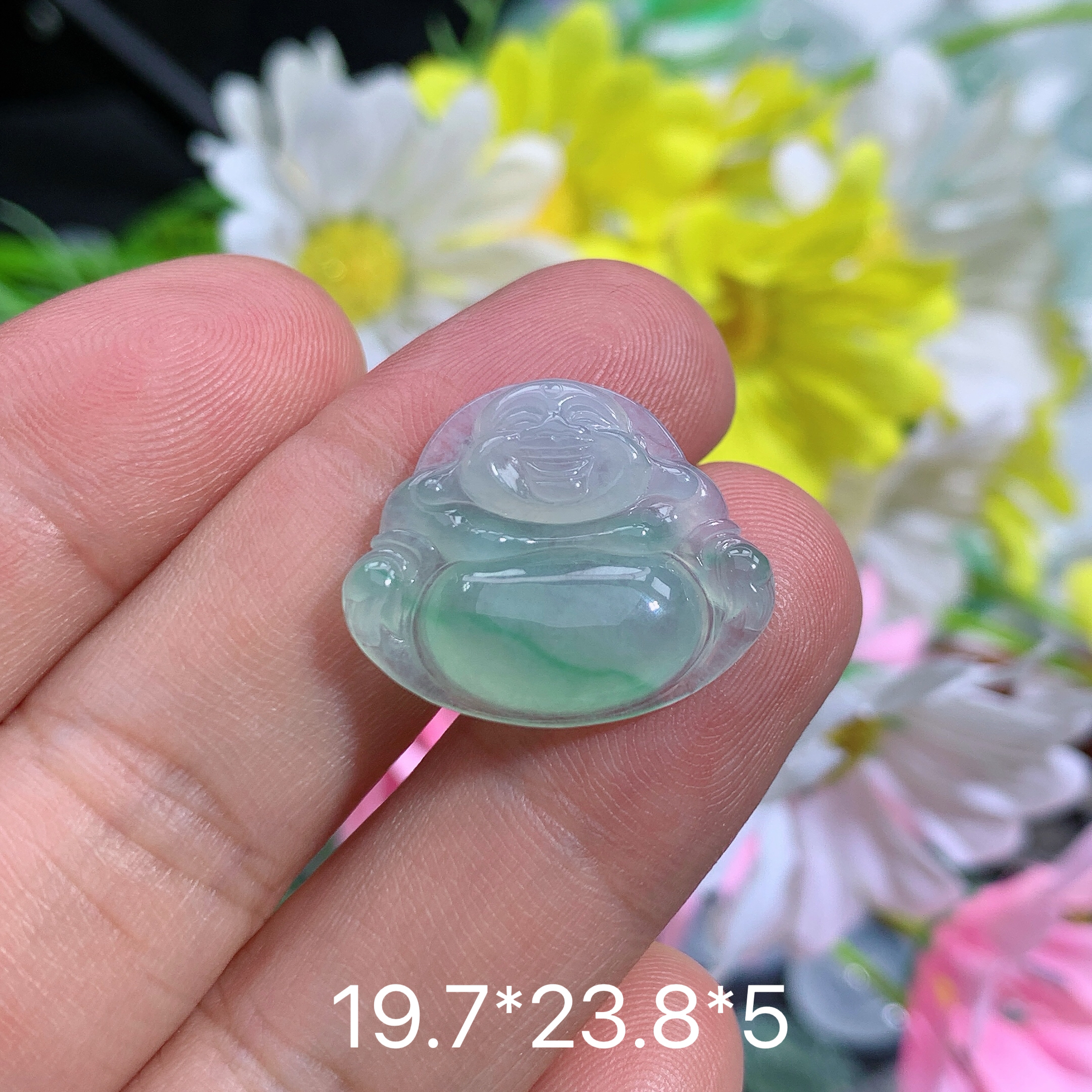 缅甸天然翡翠A货冰种飘绿佛公夏百搭上等翡翠珠宝首饰精美雕刻礼