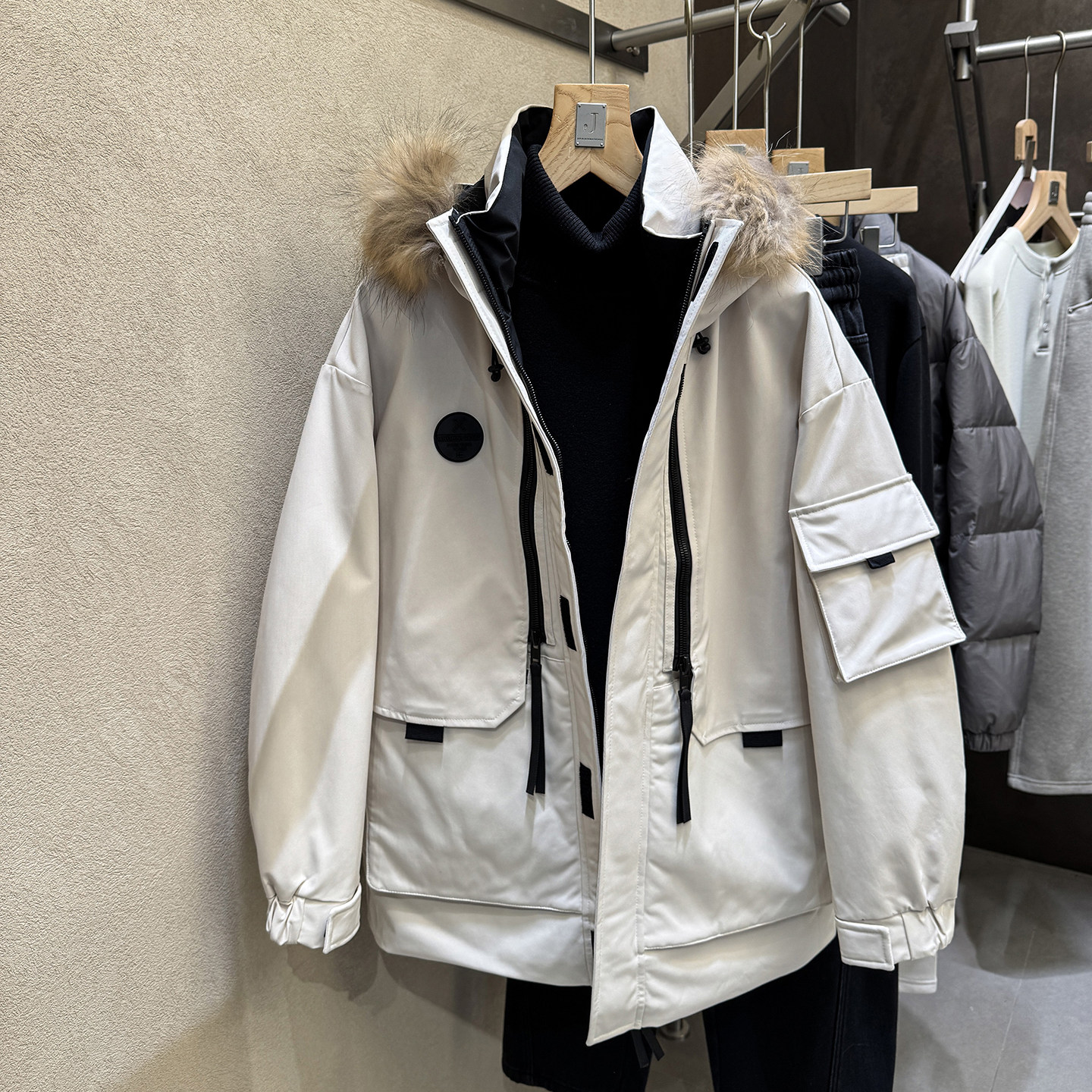 王炸高货！国标85绒！户外工装男士可拆卸大毛领派克羽绒服23668
