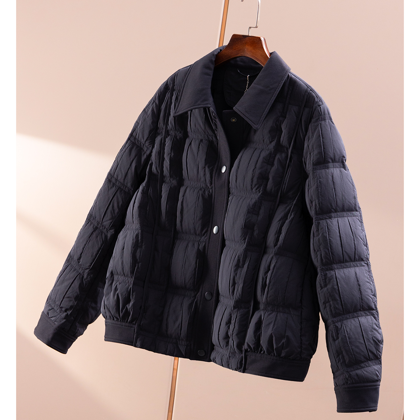 春天家 少见干练 法G设计压褶肌理90鹅绒衬衫领女59F6 特