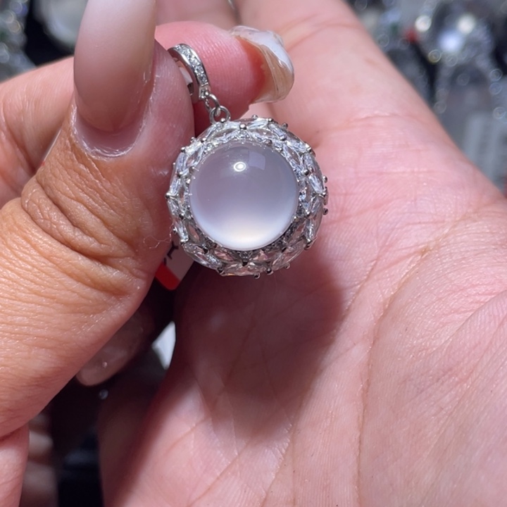 石英质玉银S925镶嵌颈饰