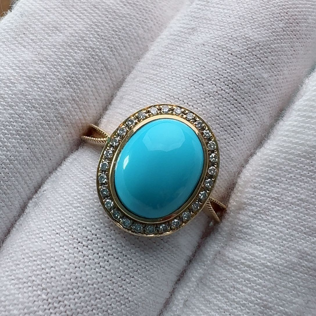 小***师绿松石18K金镶嵌戒指