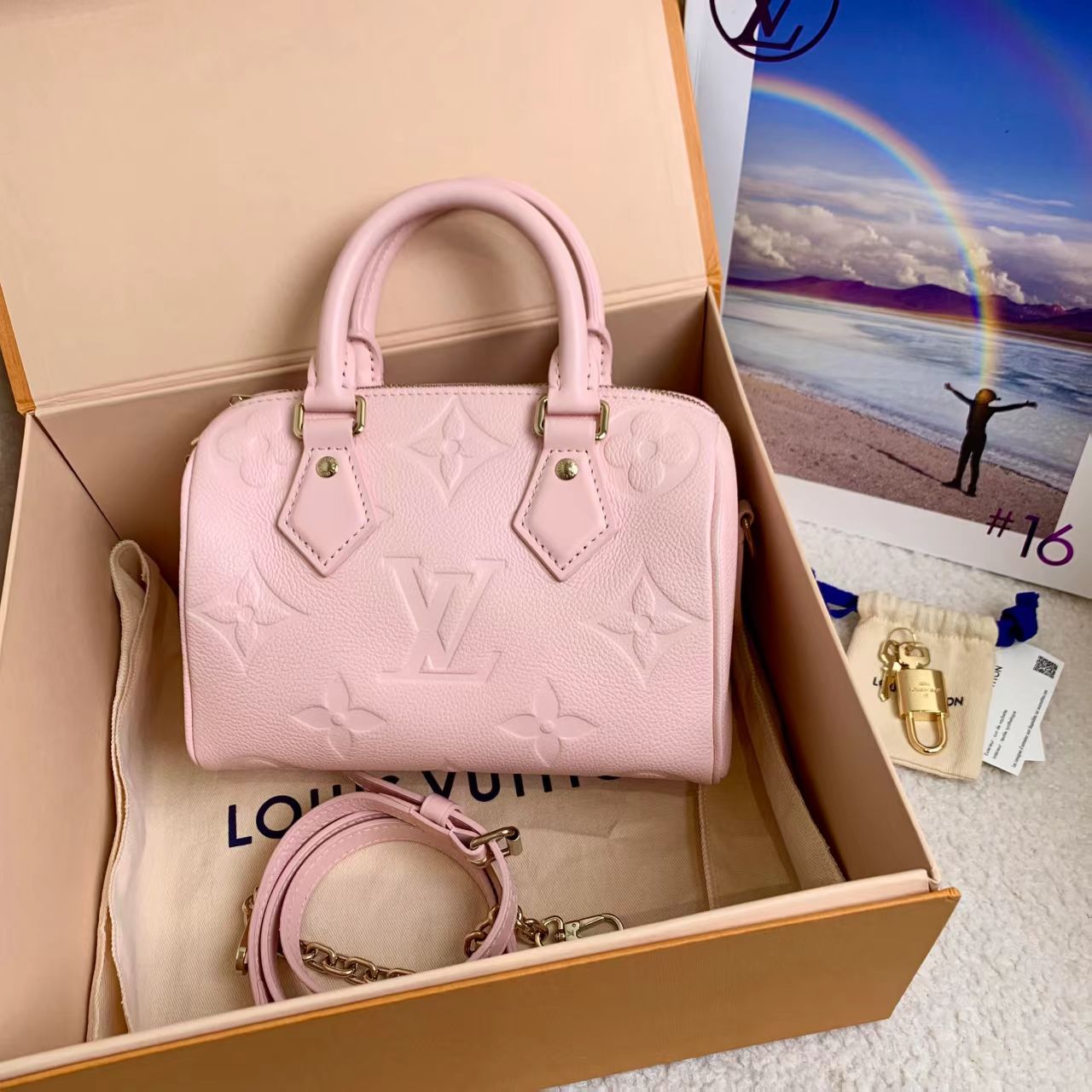 99新 LouisVuitton/路易威登 壹臻/樱花粉speedy20/12期/55779032