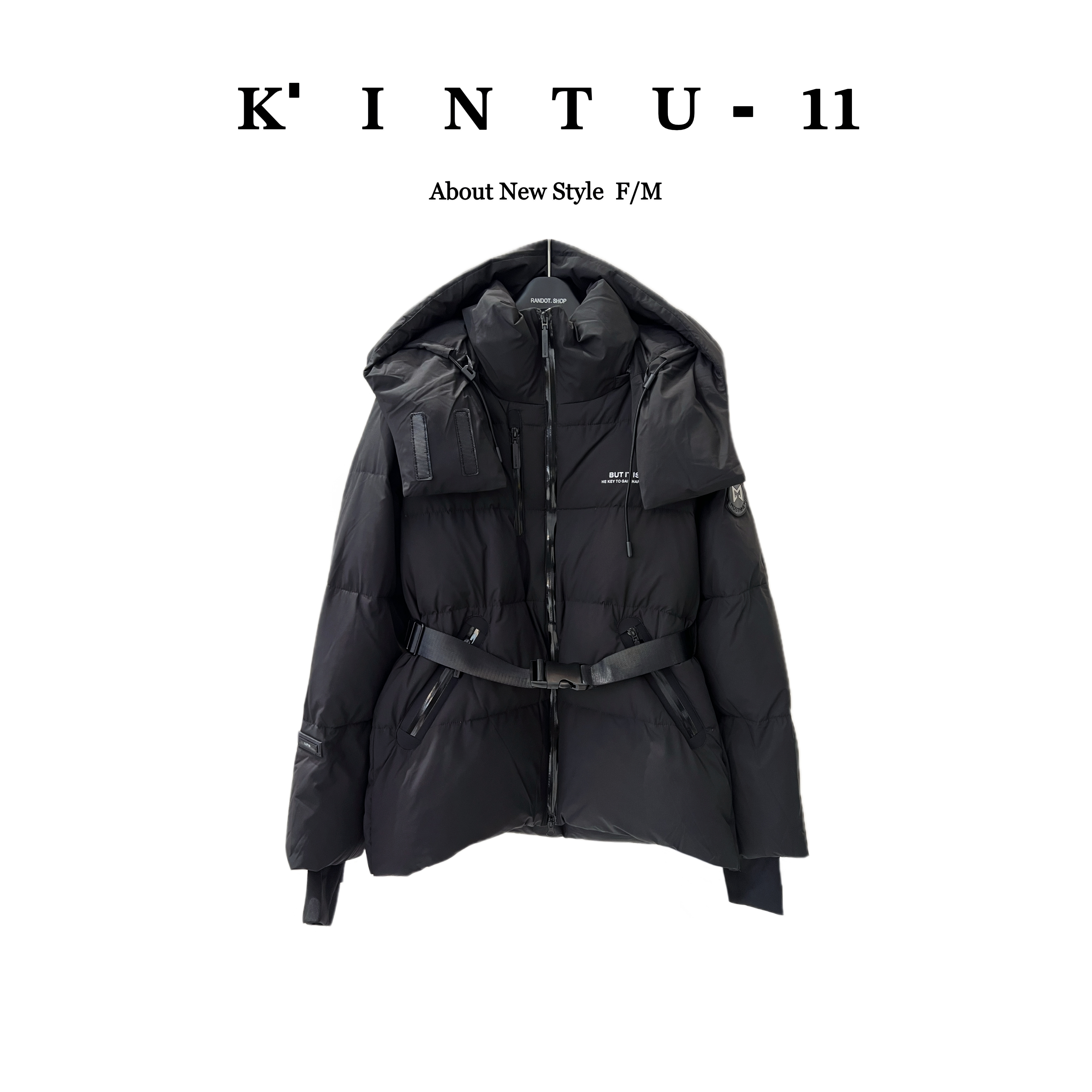 【K-11】原创设计“90%白鸭绒”连帽中长腰带收腰羽绒服外套克重9188