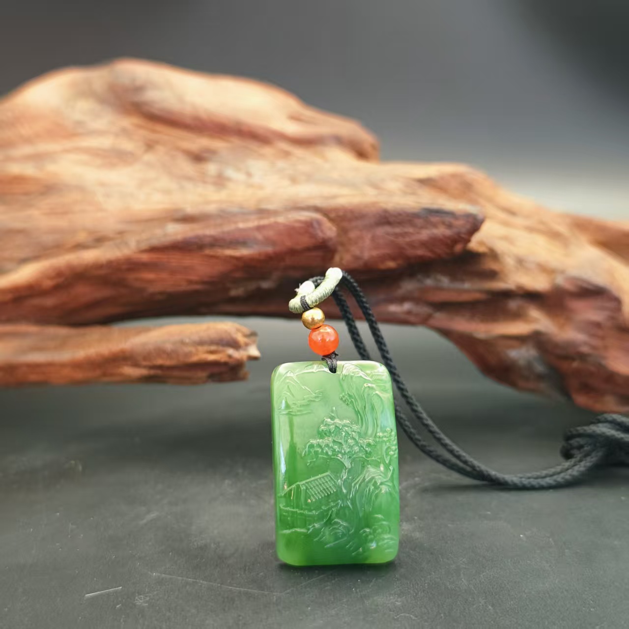 Z和田玉碧玉山水吊坠1791