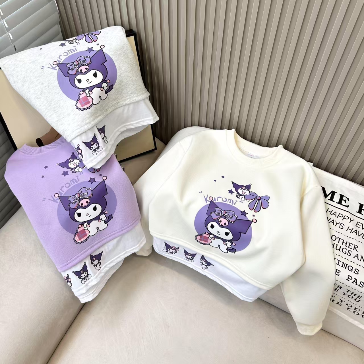 库洛米假两件三个颜色春款儿童卫衣