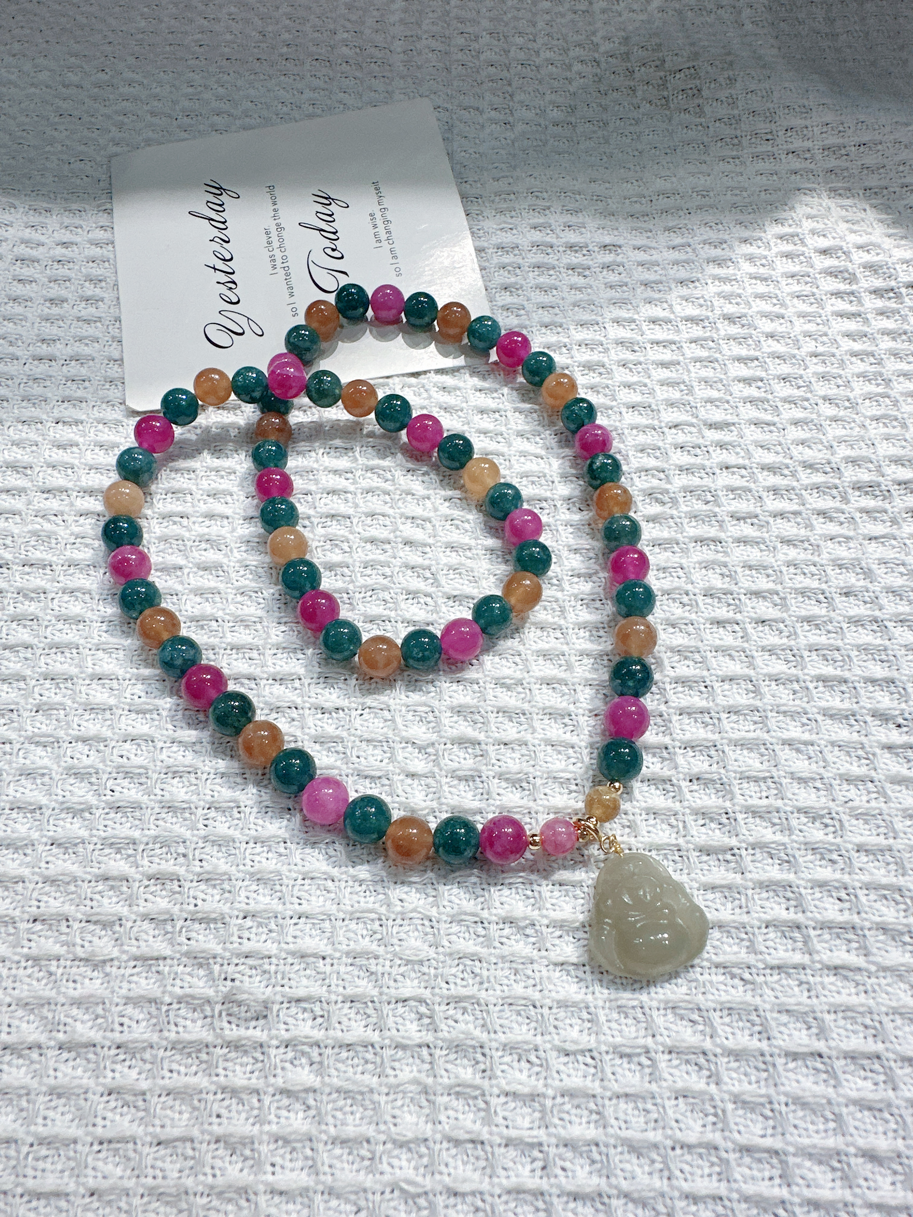 碧玺和田玉佛公项链（3圈手链）卡8 +