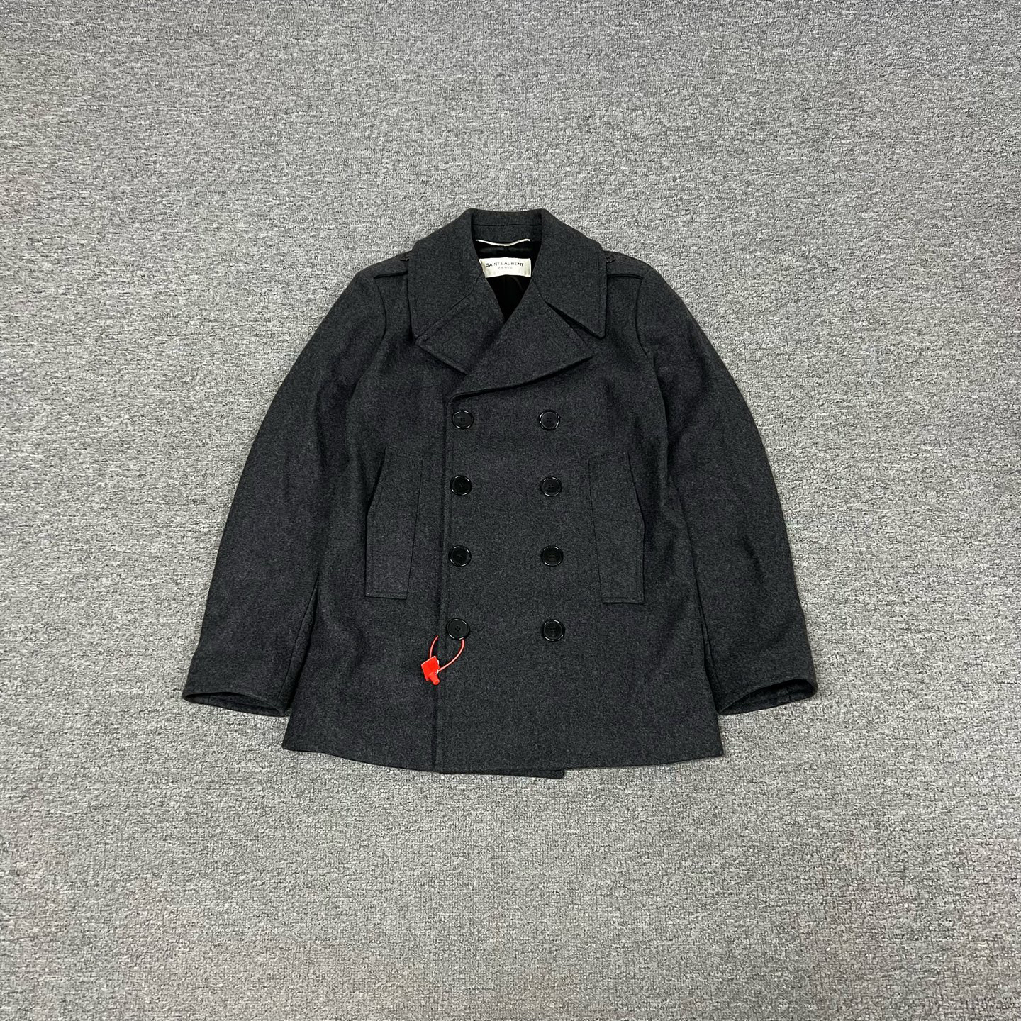 99新 YSL/圣罗兰 SLP 秀款 双排扣 羊毛大衣 48码