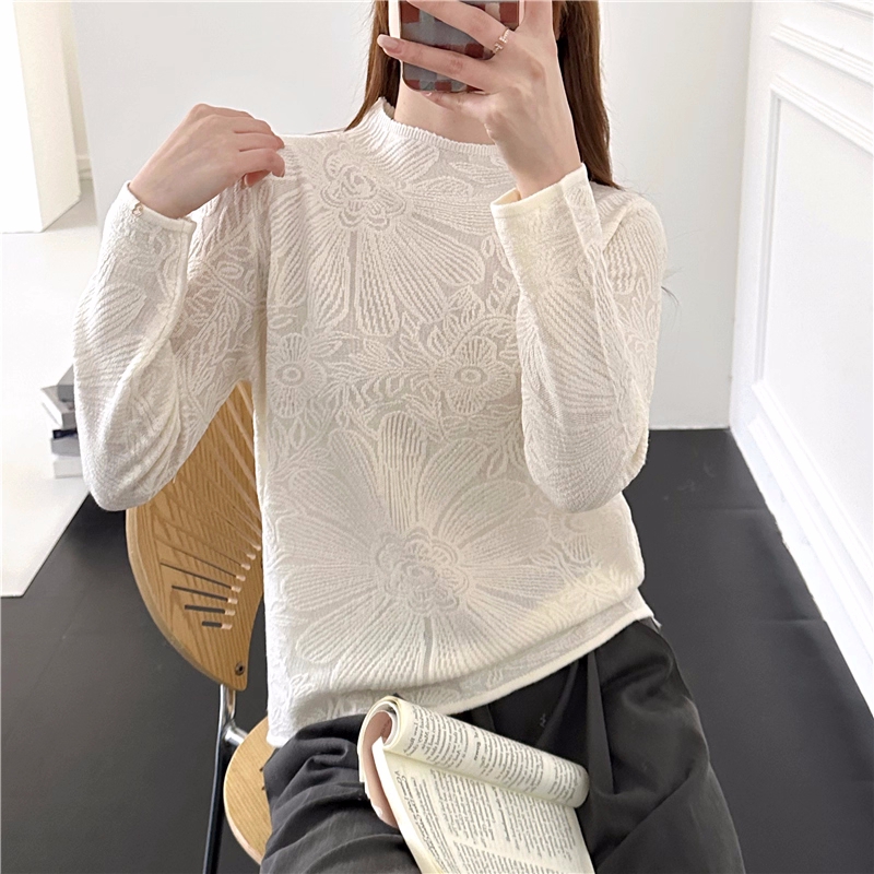 半高领洋气内搭长袖打底衫秋冬套头百搭宽松韩版时尚套头针织毛衣