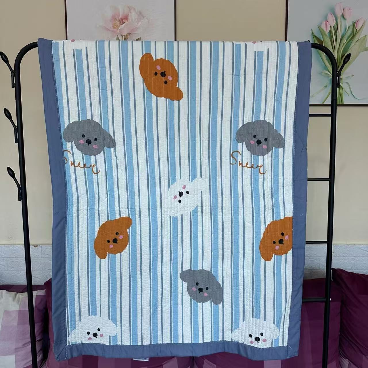 （微瑕床盖1.2米X2.2米±5cm）四季通用绗缝三层加厚床上用品