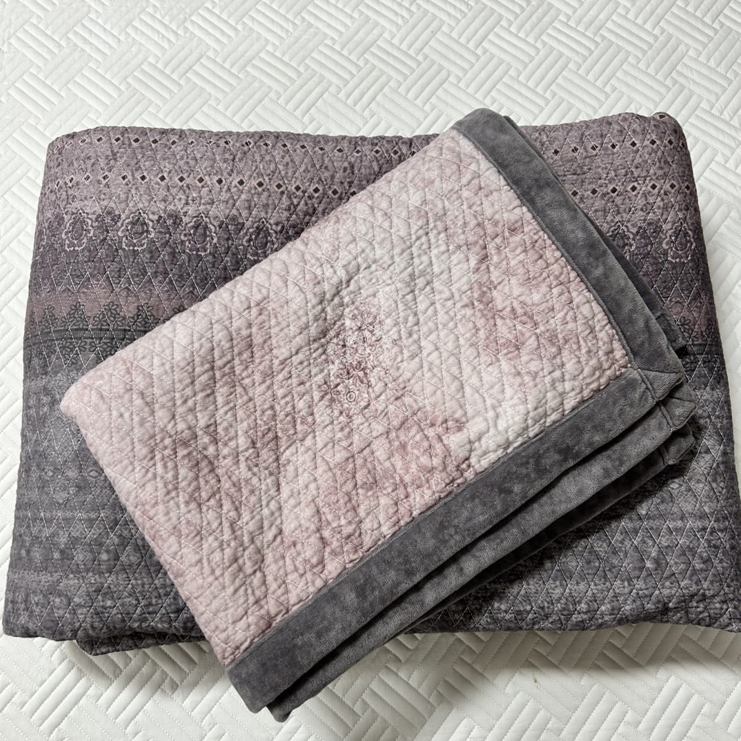 棉花芯双层纱水洗床盖三件套230*250微瑕～H523