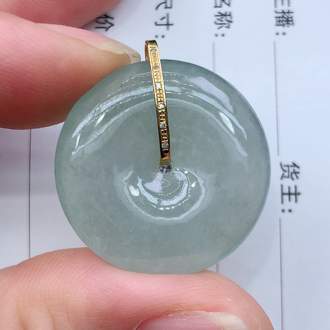 翡翠吊坠(不含链)18K金镶嵌