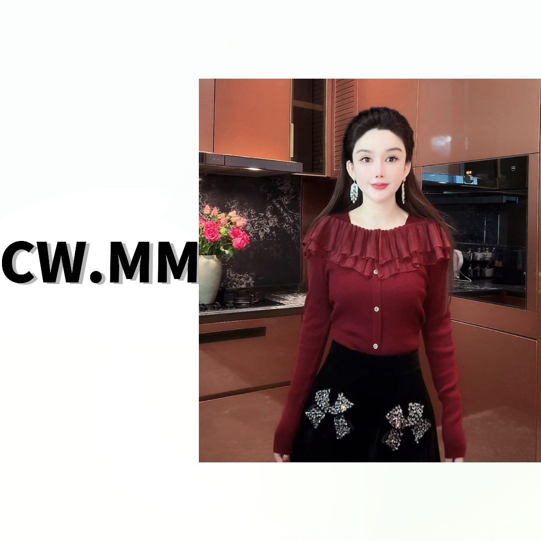 CW.MM【心动密语】 荷叶领洋气高弹显瘦保暖毛衣上衣