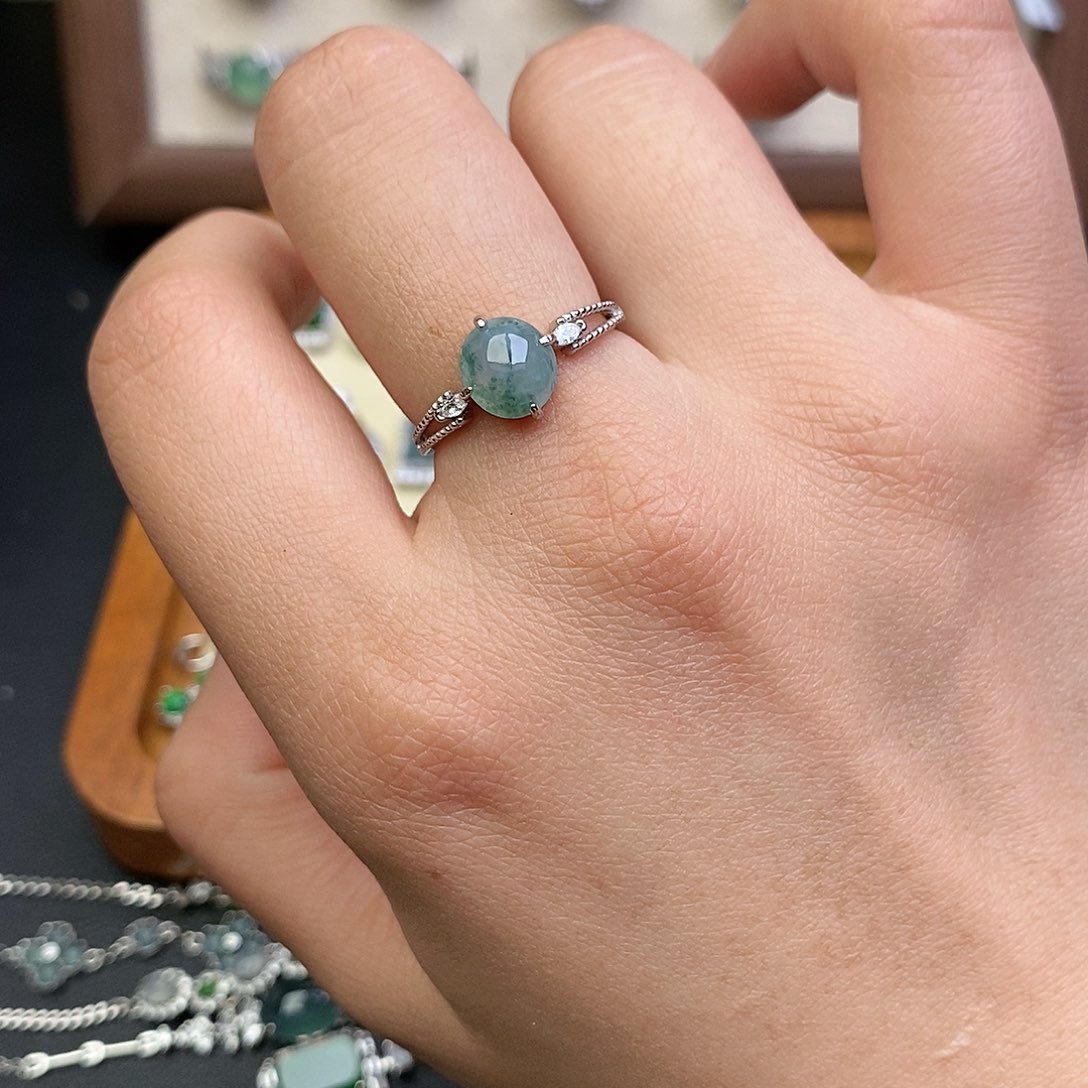 翡翠银S925镶嵌戒指