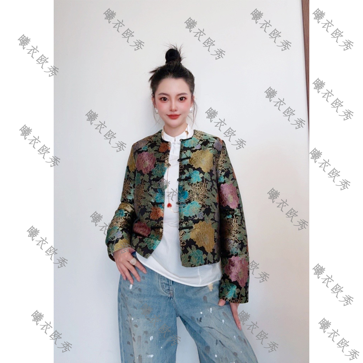 辰曦同款【寻花有意】高定款新中式桑蚕丝云锦外套 