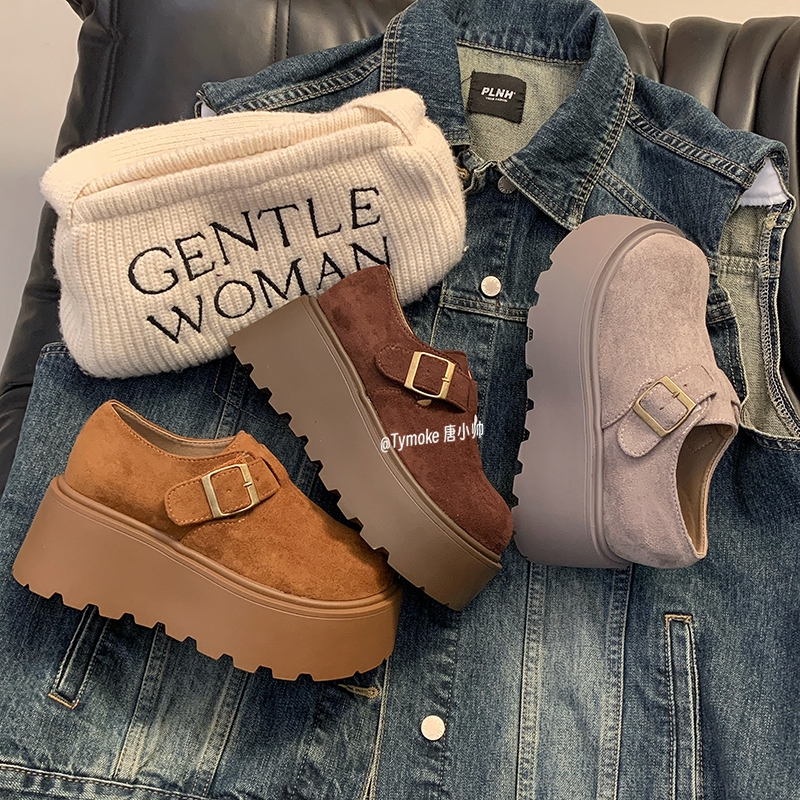 唐小小推荐~勃肯鞋女增高7cm厚底鞋乐福单鞋