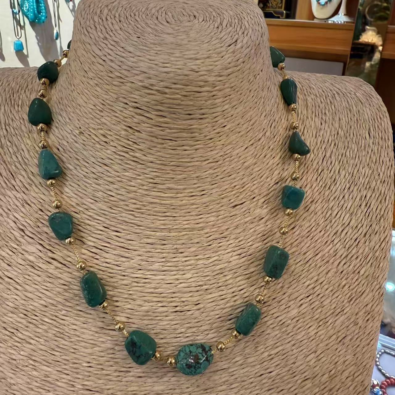 非金属棉绳项链 油绿色满天星项链大号008号