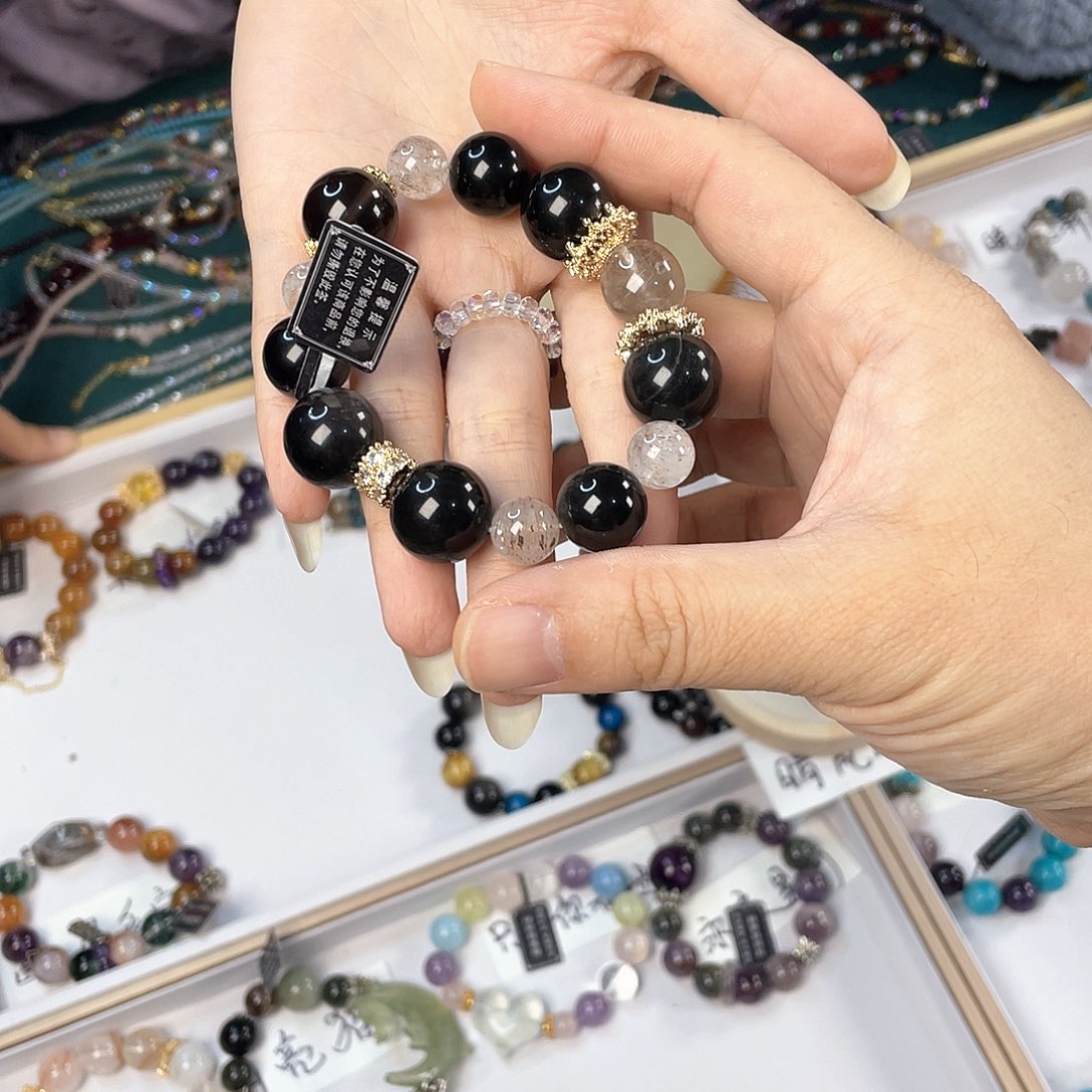 水晶手链银S925镀金镶嵌