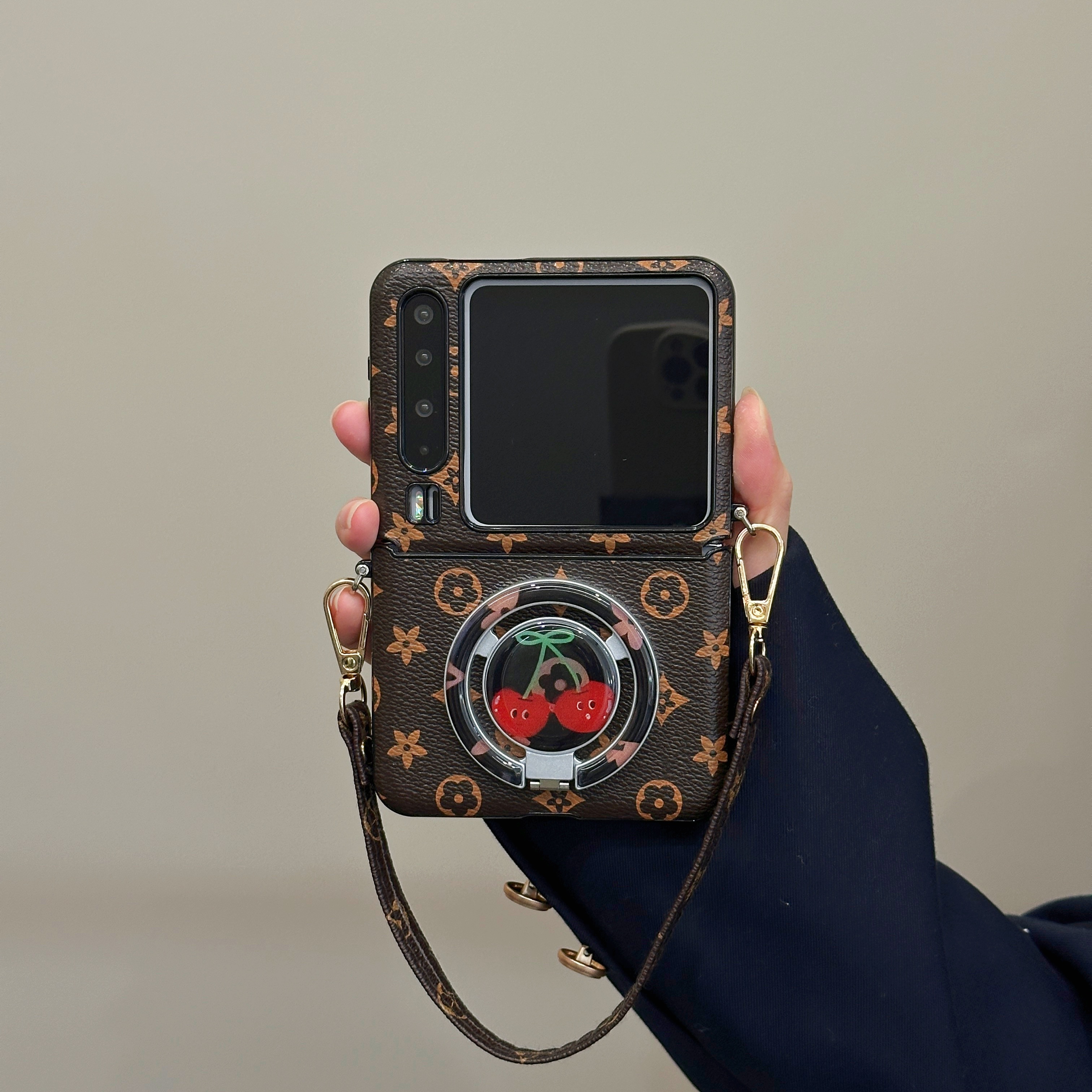 适用华为PuraX手机壳pocket2折叠屏复古印花磁吸支架全包女保护套