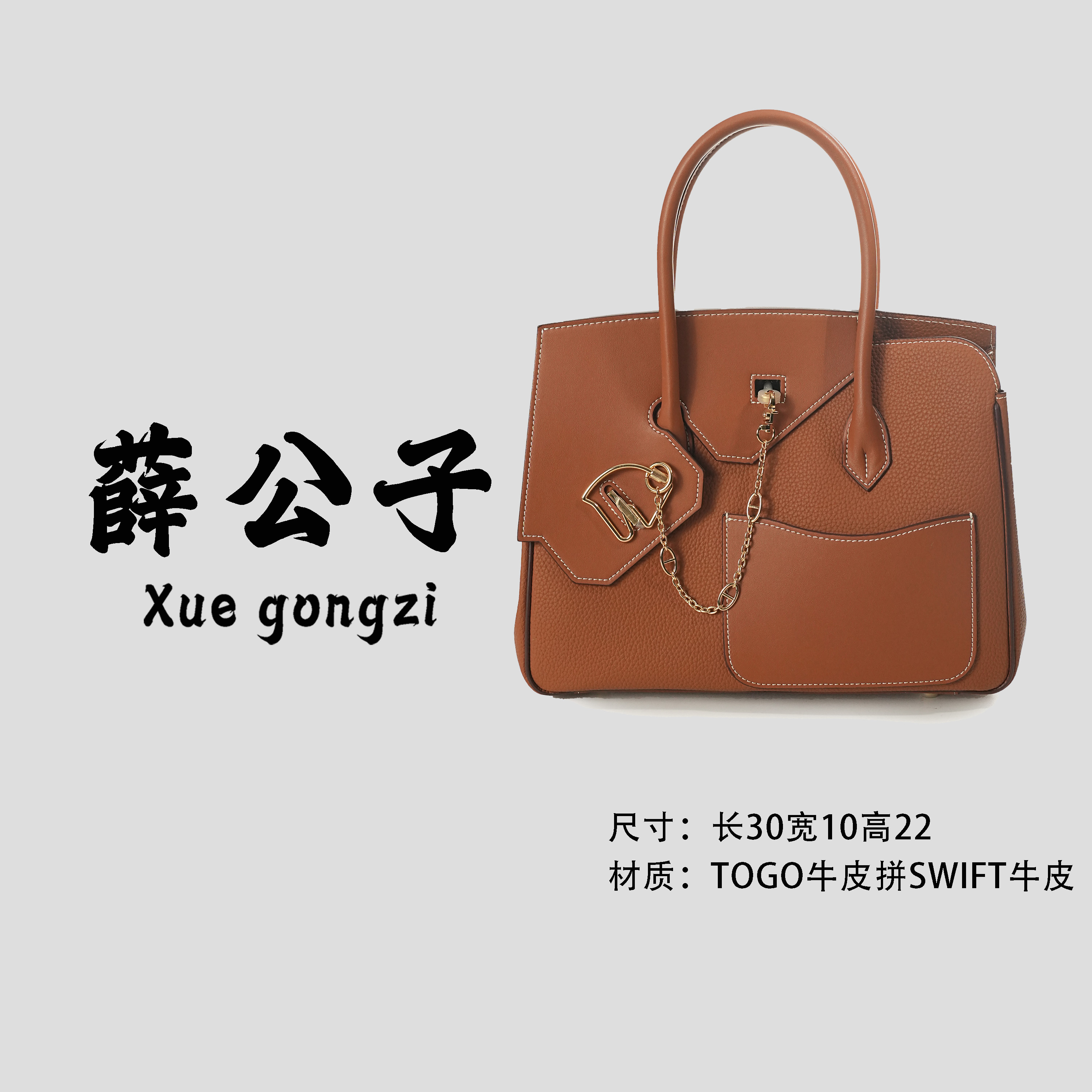 【薛公子】新款时尚百搭单肩手提斜挎包BV8730-金扣-金棕(假一赔四)