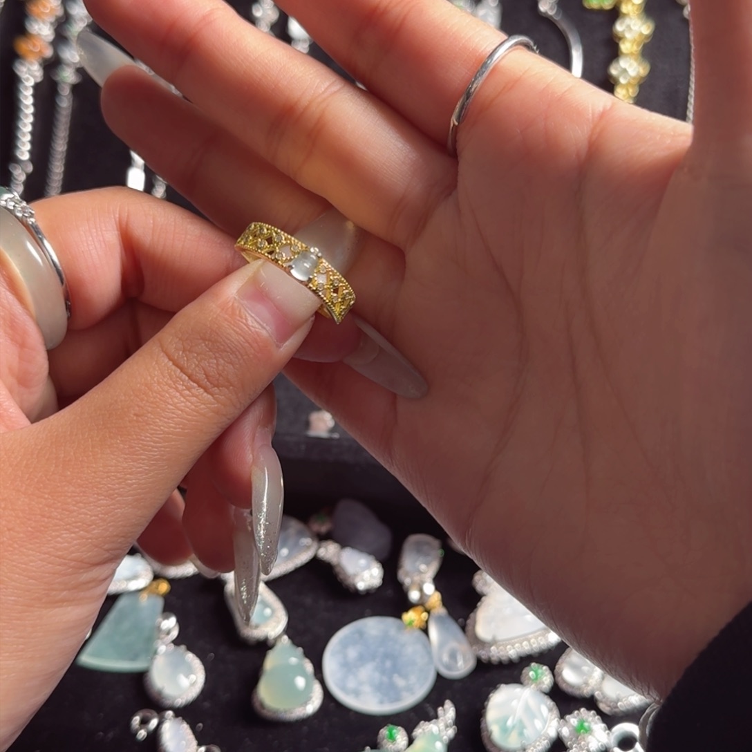 银S925镶嵌戒指翡翠