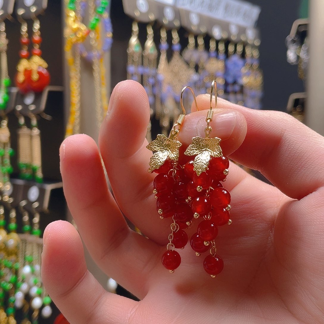 玛瑙/玉髓耳饰合金