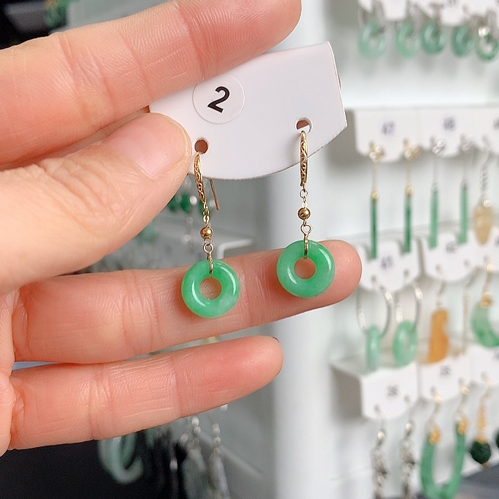 翡翠耳饰18K金镶嵌翡翠