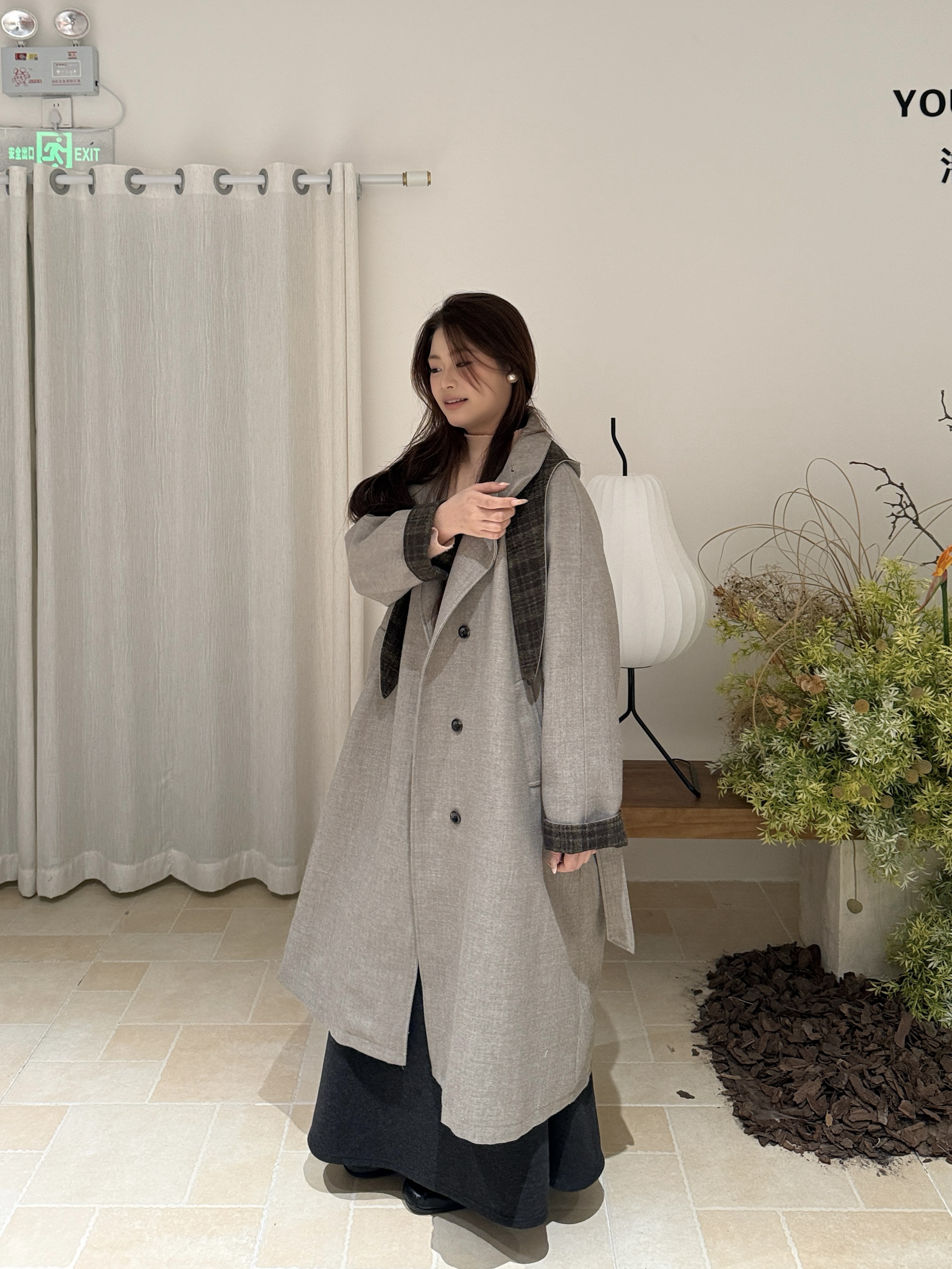 法式复古 气质百搭时尚的加厚风衣棉服