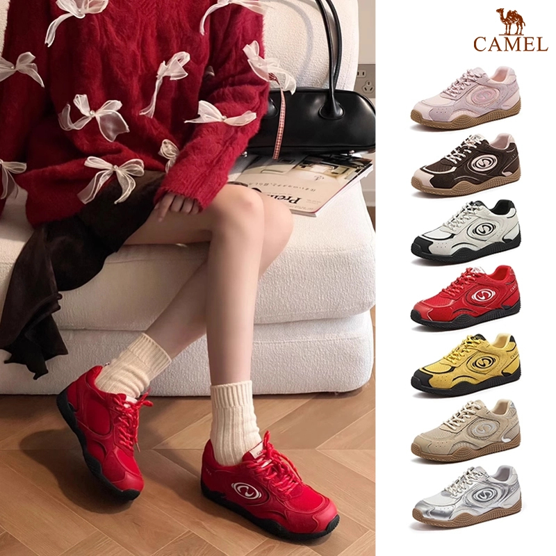 【月牙德训鞋】骆驼女鞋2025春季新款休闲板鞋女复古厚底增高欧若风