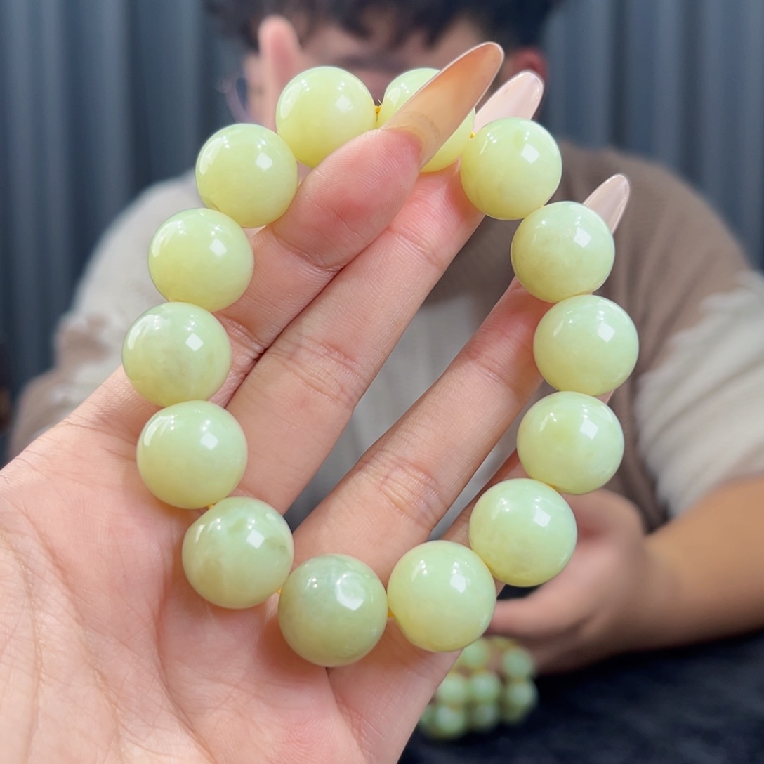 和田玉未镶嵌手串天然和田玉新疆若羌黄口手串16微瑕