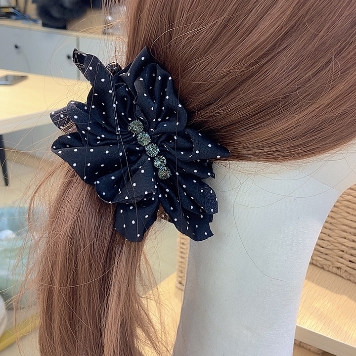 布艺铁合金黑色波点小号香蕉夹