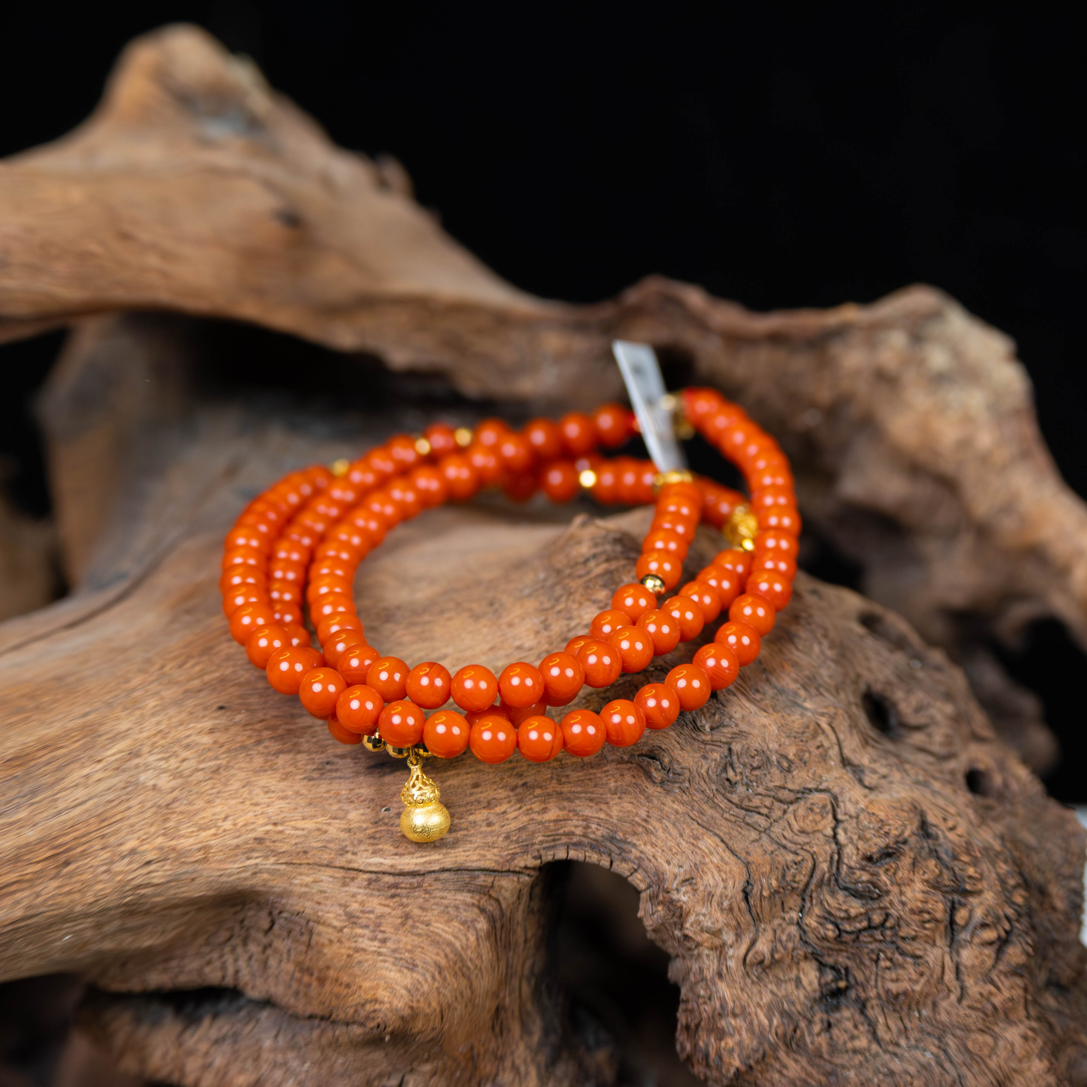 18k金保山原矿南红项链女款手工