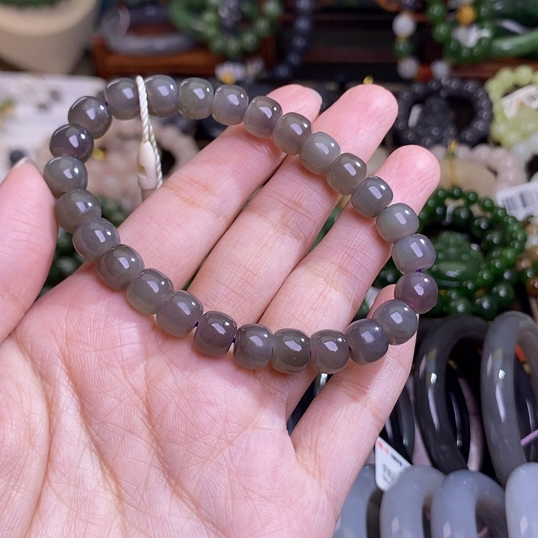 和田玉烟紫补贴专场帝王紫手串未镶嵌