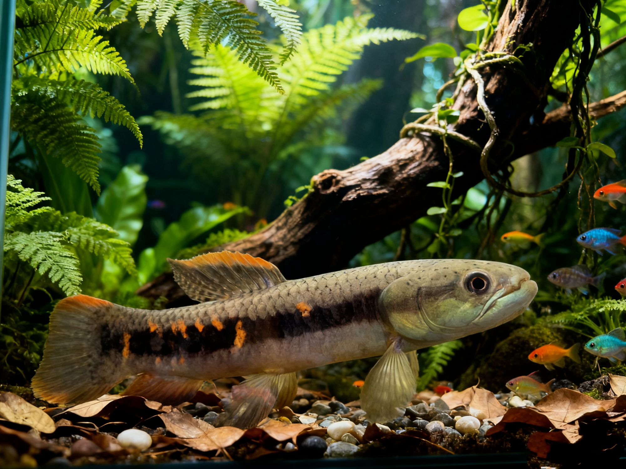 直播七彩牙鱼橙腹南美奥黑枯木加拉辛肉食性小型猛鱼