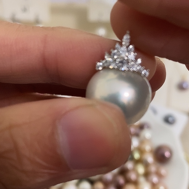 颈饰银S925镶嵌淡水珍珠