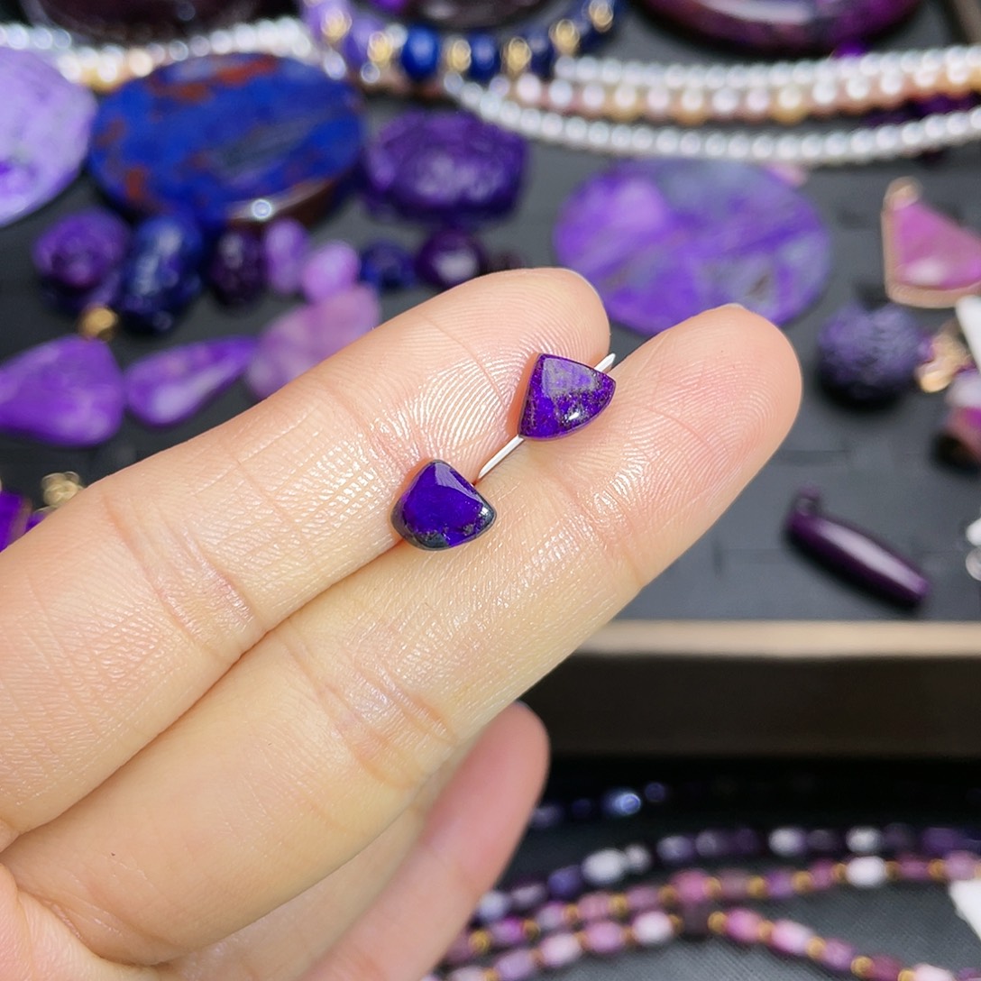 苏纪石（舒俱来）耳钉银S925镶嵌