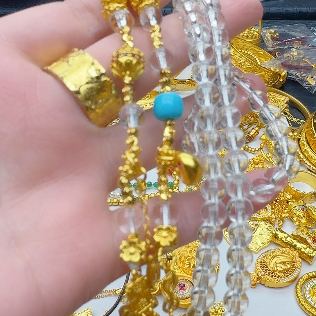 合金白色水水白珠毛衣链