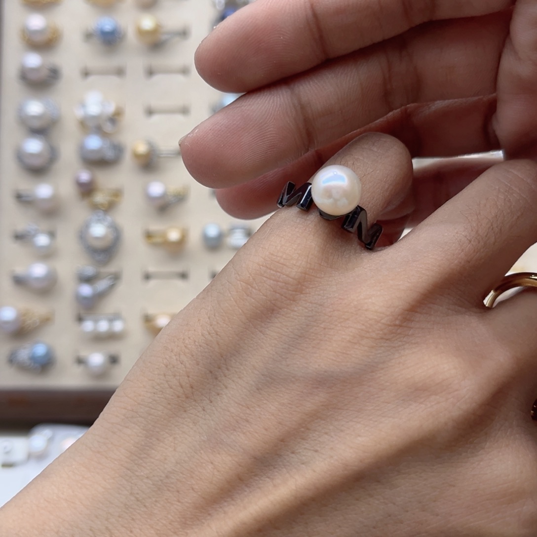 淡水珍珠戒指合金泽****撒