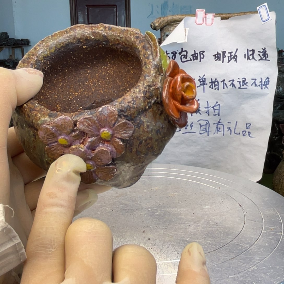 红陶粗砂陶瓷花盆