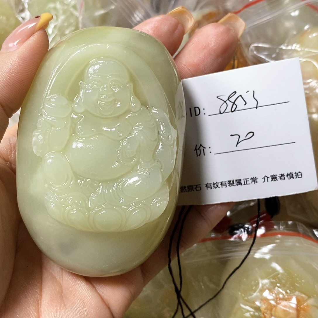 石材用****3古青石手把件
