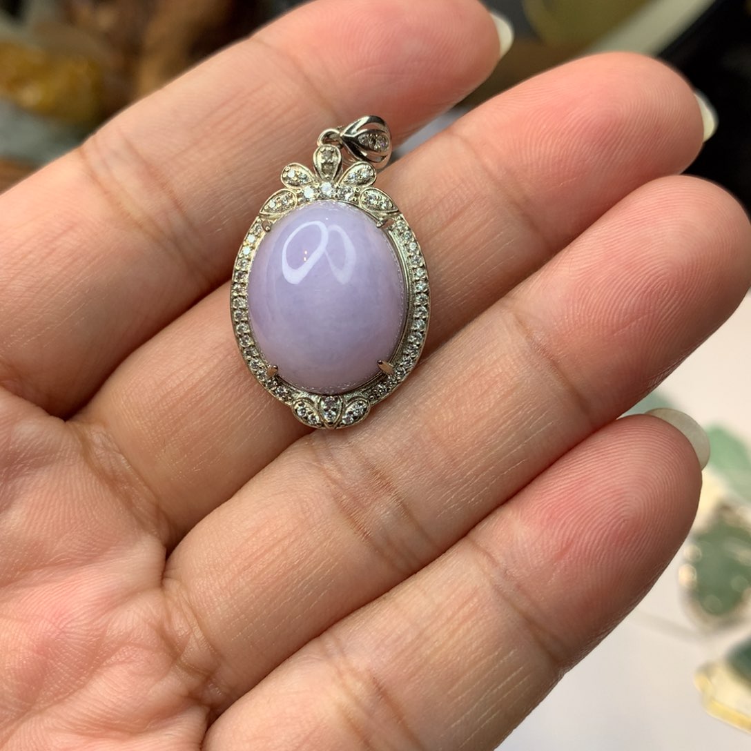 翡翠颈饰银S925镶嵌吊坠