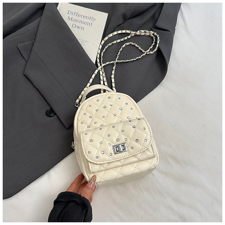 小香风手机包链条双肩包15*20*9厘米菱格绣线满天星休闲百搭女包