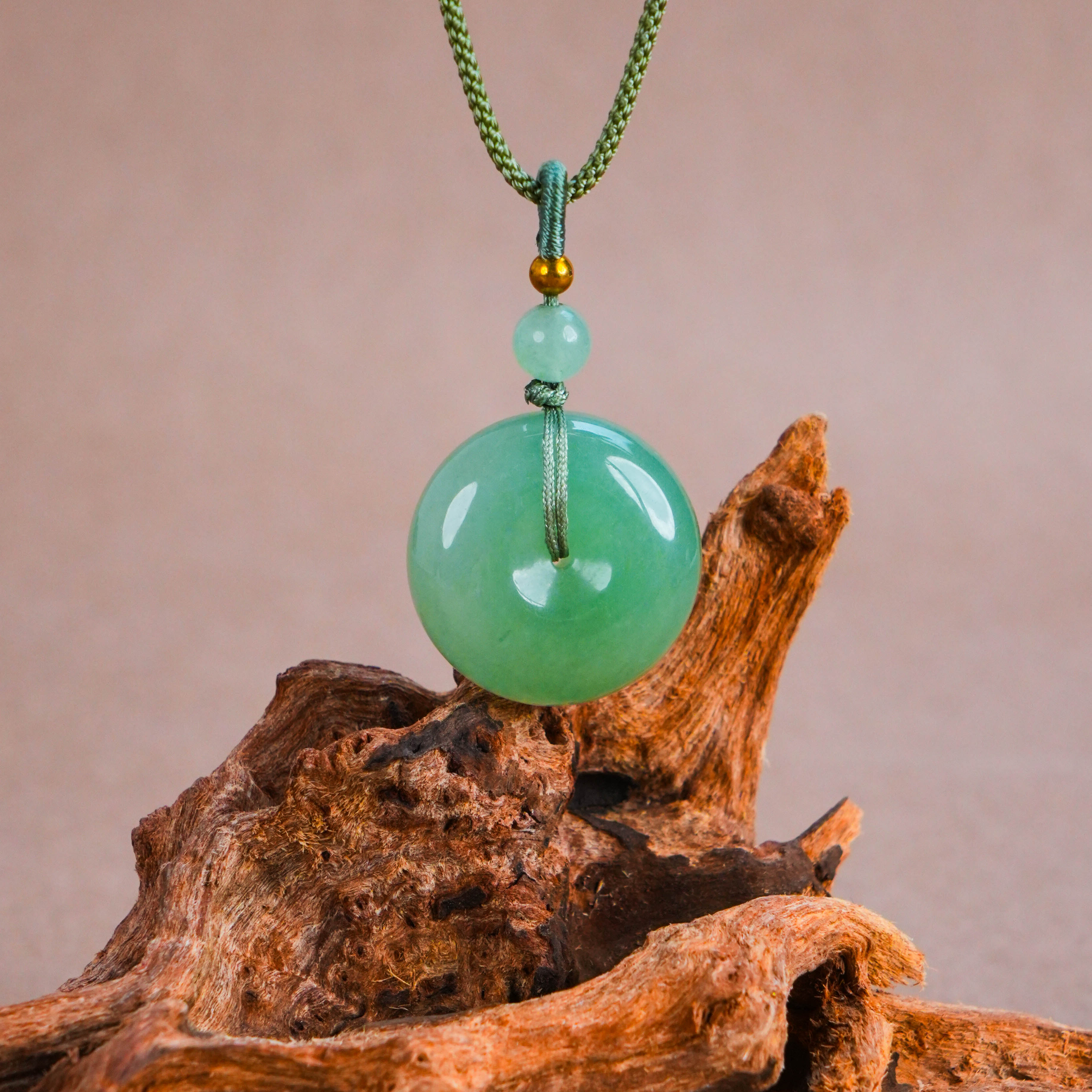 Y-723 天然东陵玉双鼓平安扣 配绳