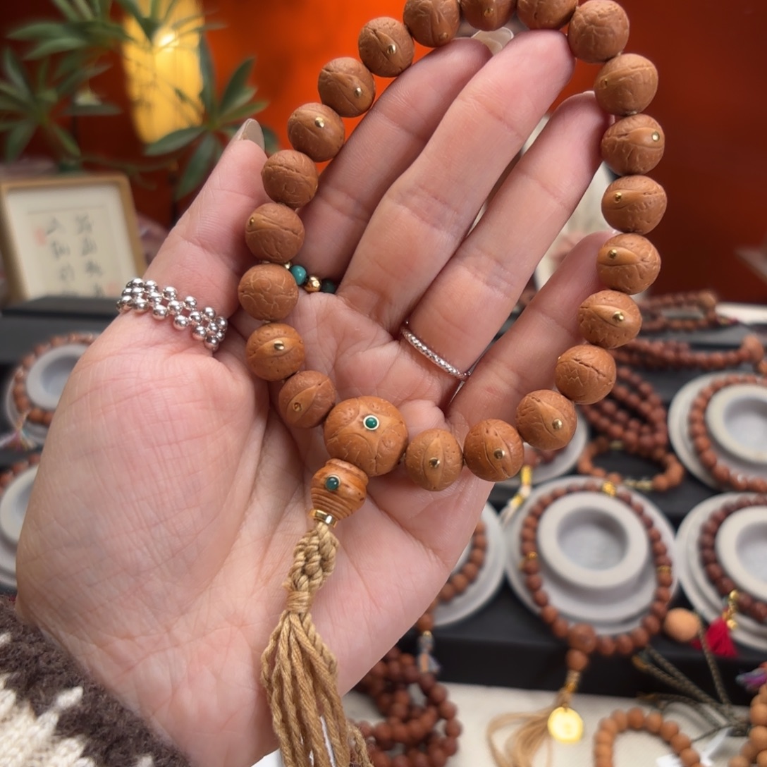 祁***连凤眼菩提吊坠12毫米铜钉