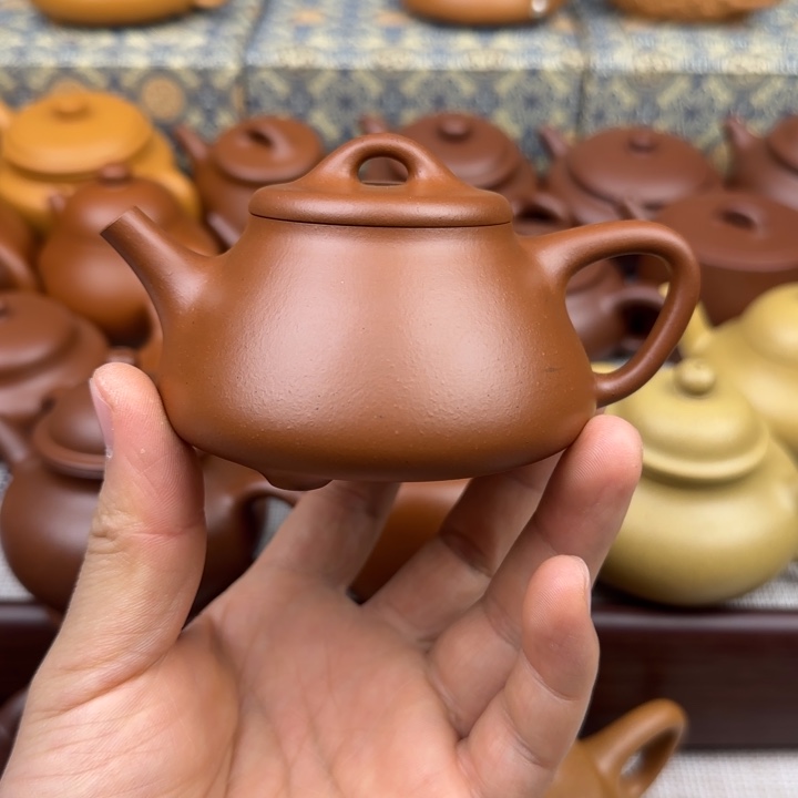 紫砂茶壶士恒石瓢小煤窑朱泥零添加