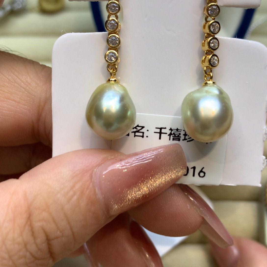 银S925镶嵌耳饰海水珍珠