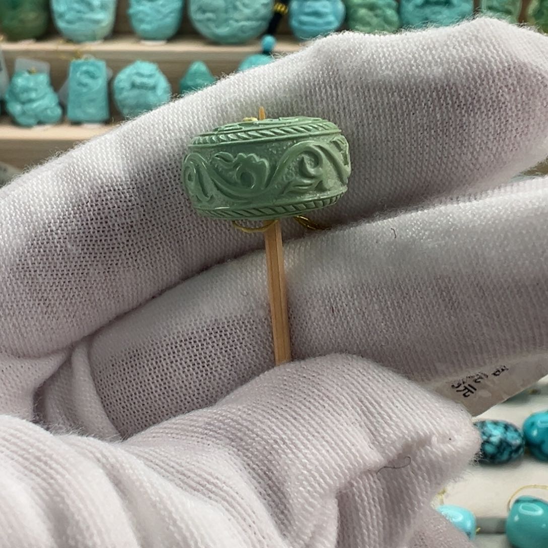 未镶嵌绿松石唐草珠16x9mm