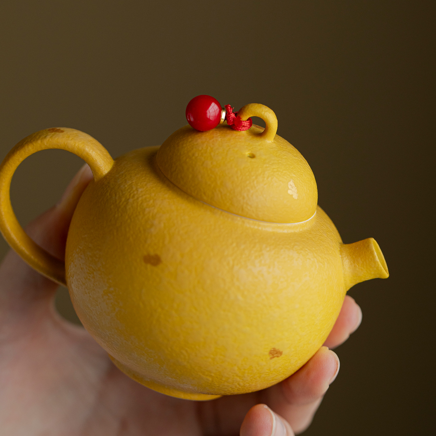 弥言橘黄色洒金陶瓷茶壶家用小清新可爱单壶功夫茶具泡茶壶手执壶