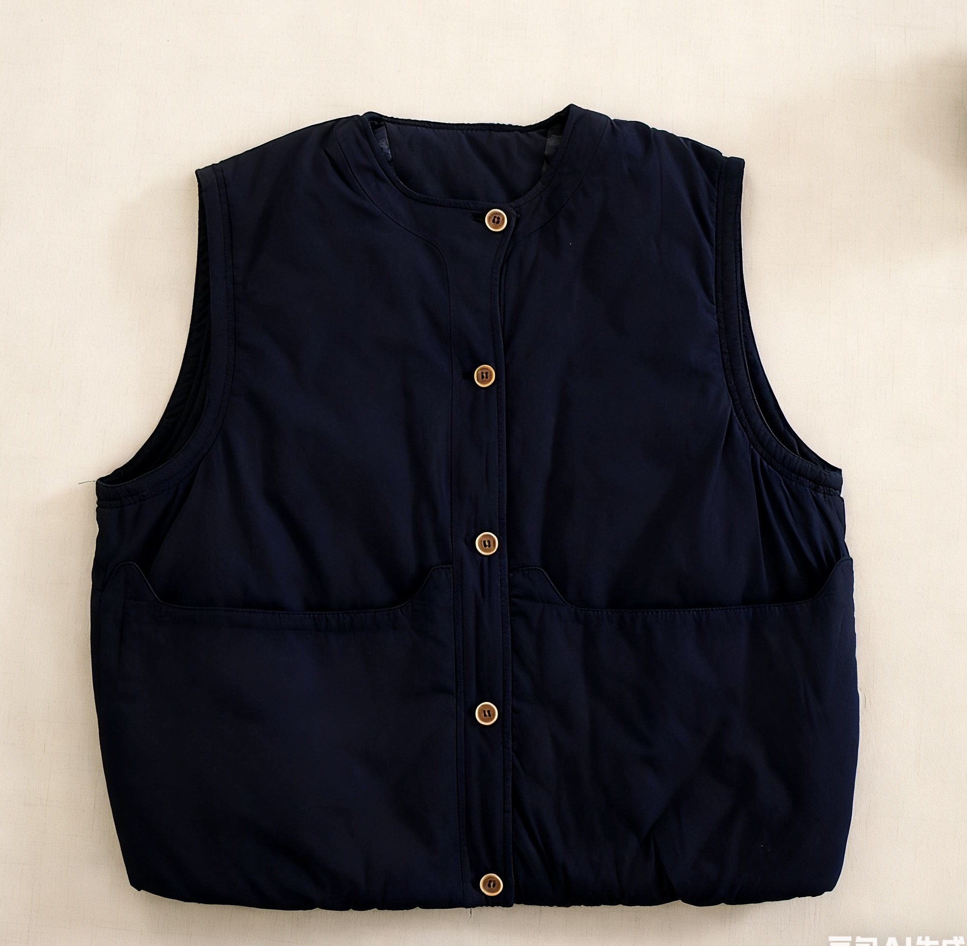 新款圆领纯色夹棉马甲背心早冬季新款时尚不规则小设计外搭