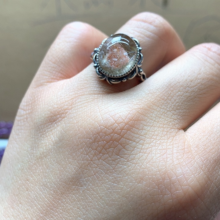 水晶水晶戒指银S925镶嵌T****子